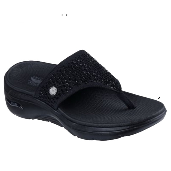 Women’s Skechers GO WALK - Martha Stewart Glittery Black Sandals - Size 8 - NWOT - Picture 8 of 11